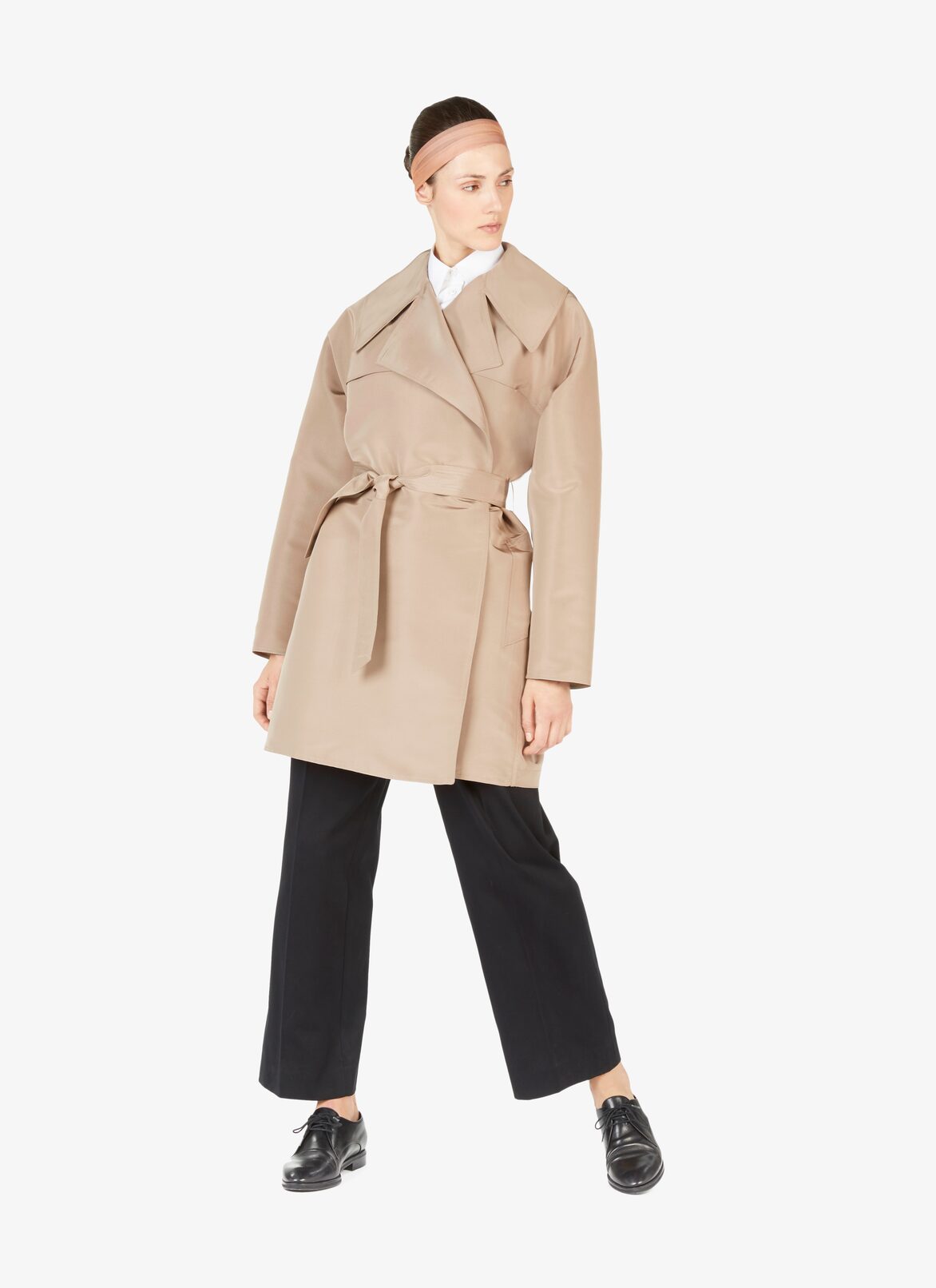 Alaïa Edition 1992 Belted Silk Faille Short Trench ALAÏA SANDY ALAÏA EDITION 1992 BELTED SILK FAILLE SHORT TRENCH